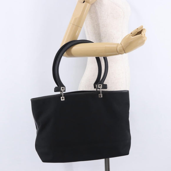 Salvatore Ferragamo Gancini Tote Bag Canvas Black Silver Auth 204386