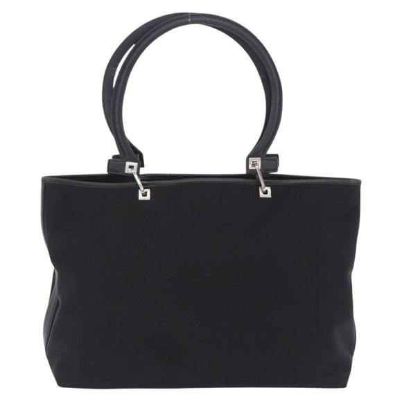 Salvatore Ferragamo Gancini Tote Bag Canvas Black Silver Auth 204386