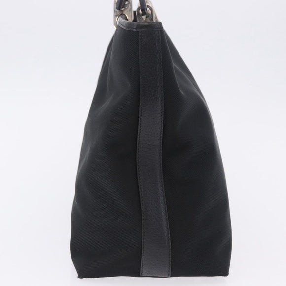 Salvatore Ferragamo Gancini Tote Bag Canvas Black Silver Auth 204386