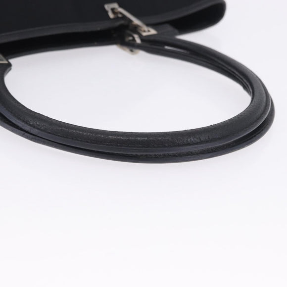 Salvatore Ferragamo Gancini Tote Bag Canvas Black Silver Auth 204386