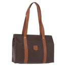 CELINE Macadam Canvas Tote Bag PVC Leather Brown Gold Auth 204387-1