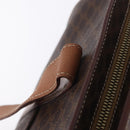 CELINE Macadam Canvas Tote Bag PVC Leather Brown Gold Auth 204387-15