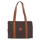 CELINE Macadam Canvas Tote Bag PVC Leather Brown Gold Auth 204387-2