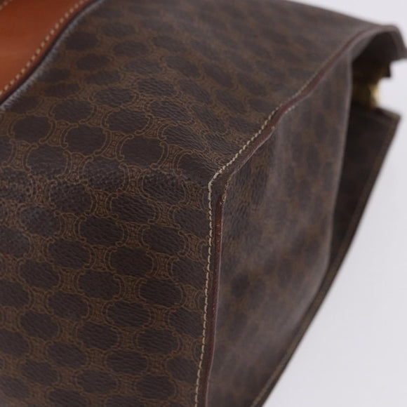 CELINE Macadam Canvas Tote Bag PVC Leather Brown Gold Auth 204387