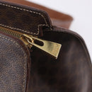 CELINE Macadam Canvas Tote Bag PVC Leather Brown Gold Auth 204387-21