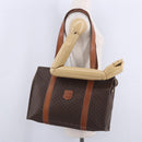 CELINE Macadam Canvas Tote Bag PVC Leather Brown Gold Auth 204387-29