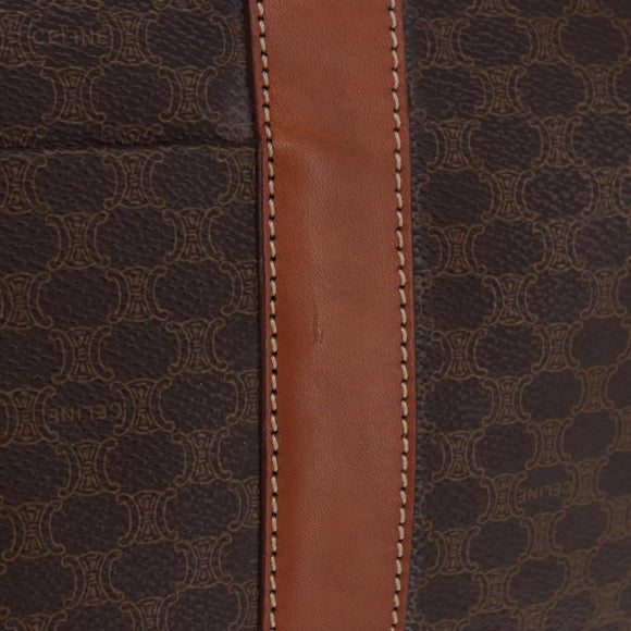 CELINE Macadam Canvas Tote Bag PVC Leather Brown Gold Auth 204387