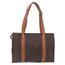 CELINE Macadam Canvas Tote Bag PVC Leather Brown Gold Auth 204387-5