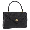 BALLY Hand Bag Leather Black Gold Auth 204388-1