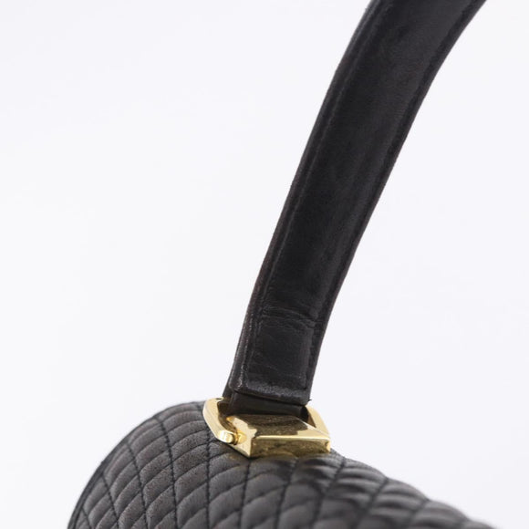BALLY Hand Bag Leather Black Gold Auth 204388