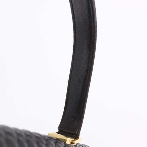 BALLY Hand Bag Leather Black Gold Auth 204388