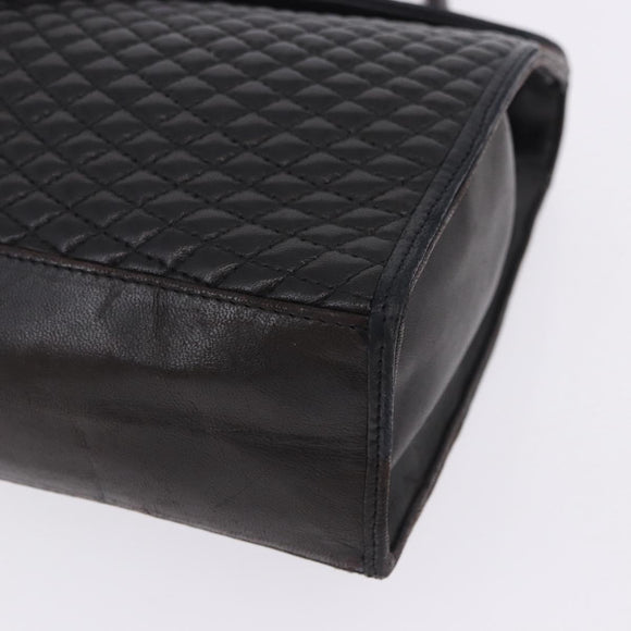 BALLY Hand Bag Leather Black Gold Auth 204388
