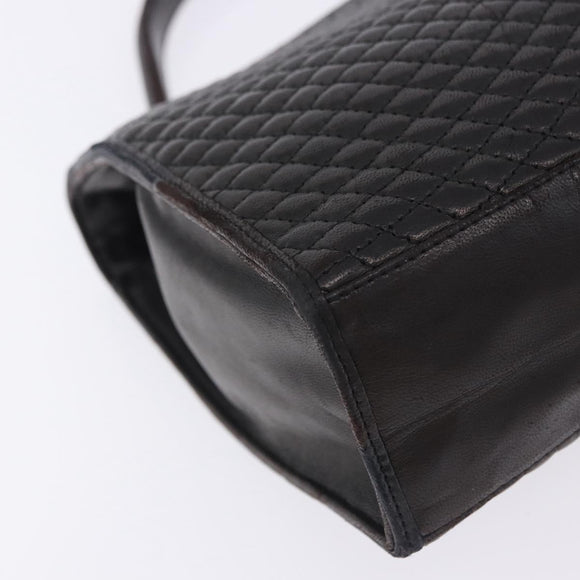 BALLY Hand Bag Leather Black Gold Auth 204388