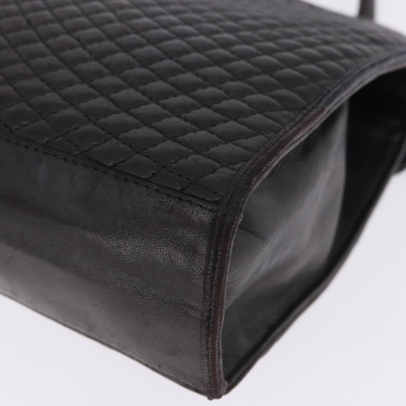 BALLY Hand Bag Leather Black Gold Auth 204388