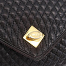 BALLY Hand Bag Leather Black Gold Auth 204388-21