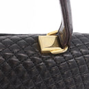 BALLY Hand Bag Leather Black Gold Auth 204388-22