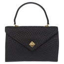 BALLY Hand Bag Leather Black Gold Auth 204388-13