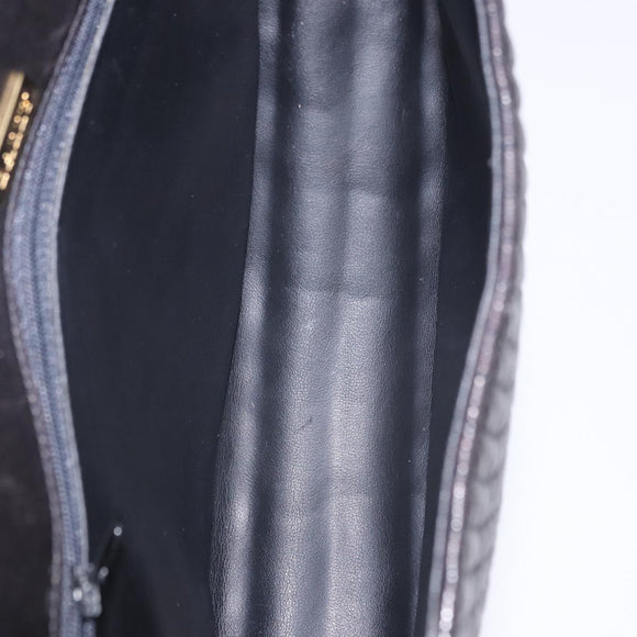 BALLY Hand Bag Leather Black Gold Auth 204388