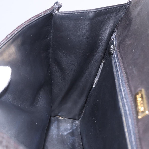 BALLY Hand Bag Leather Black Gold Auth 204388