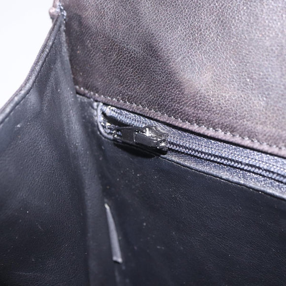 BALLY Hand Bag Leather Black Gold Auth 204388