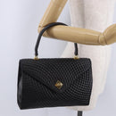 BALLY Hand Bag Leather Black Gold Auth 204388-28