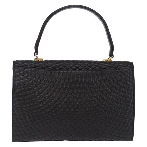 BALLY Hand Bag Leather Black Gold Auth 204388
