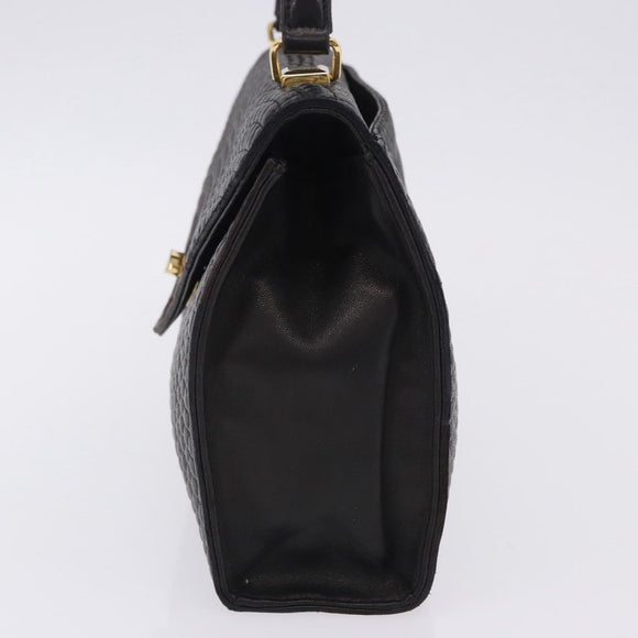 BALLY Hand Bag Leather Black Gold Auth 204388