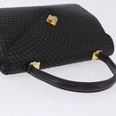 BALLY Hand Bag Leather Black Gold Auth 204388-14
