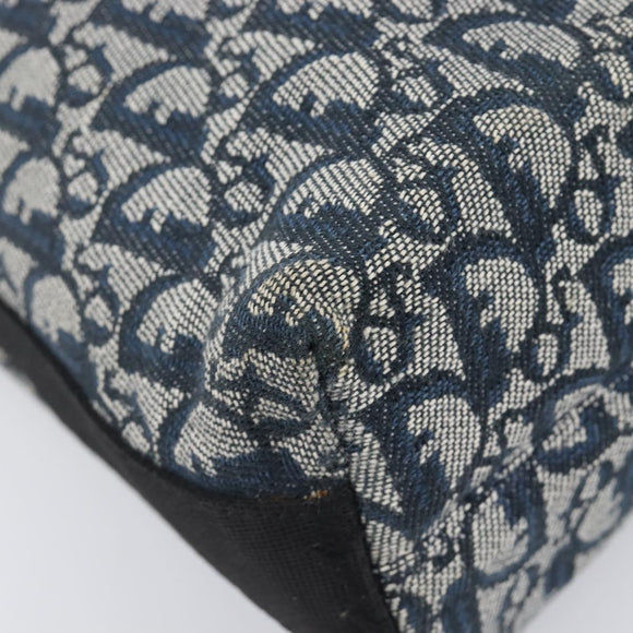 Christian Dior Trotter Canvas Shoulder Bag Navy Silver Auth 204391