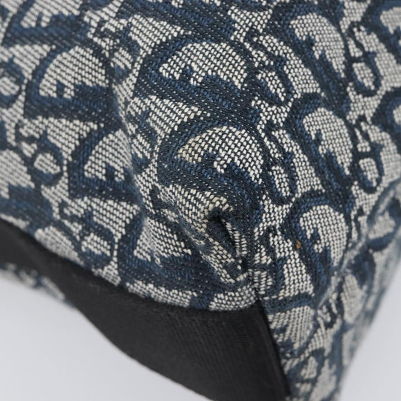 Christian Dior Trotter Canvas Shoulder Bag Navy Silver Auth 204391