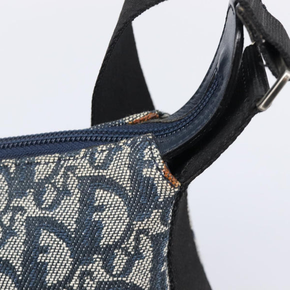 Christian Dior Trotter Canvas Shoulder Bag Navy Silver Auth 204391