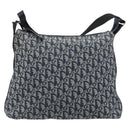 Christian Dior Trotter Canvas Shoulder Bag Navy Silver Auth 204391-2