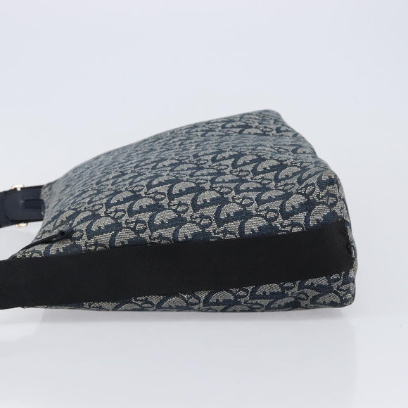 Christian Dior Trotter Canvas Shoulder Bag Navy Silver Auth 204391