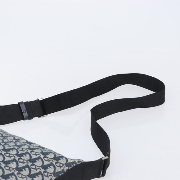 Christian Dior Trotter Canvas Shoulder Bag Navy Silver Auth 204391