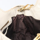 Miu Miu Matelasse Hand Bag Patent leather 2way White Gold Auth 204394-28