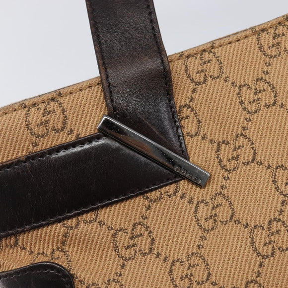 GUCCI GG Canvas Hand Bag Beige Silver 73984 Auth 204400