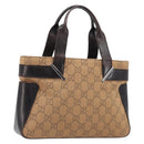 GUCCI GG Canvas Hand Bag Beige Silver 73984 Auth 204400-1