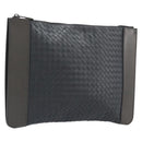BOTTEGA VENETA INTRECCIATO Clutch Bag Leather Gray Auth 204402-1