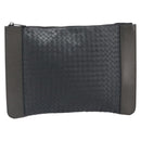 BOTTEGA VENETA INTRECCIATO Clutch Bag Leather Gray Auth 204402-2