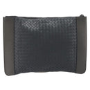 BOTTEGA VENETA INTRECCIATO Clutch Bag Leather Gray Auth 204402-3