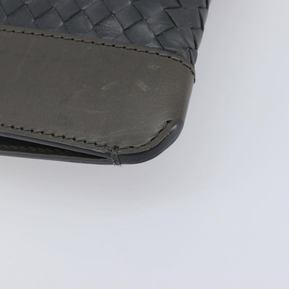 BOTTEGA VENETA INTRECCIATO Clutch Bag Leather Gray Auth 204402