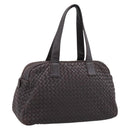 BOTTEGA VENETA INTRECCIATO Hand Bag Leather Dark Brown Silver Auth 204404-1