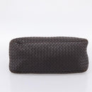 BOTTEGA VENETA INTRECCIATO Hand Bag Leather Dark Brown Silver Auth 204404-5