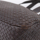 BOTTEGA VENETA INTRECCIATO Hand Bag Leather Dark Brown Silver Auth 204404-14