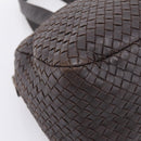 BOTTEGA VENETA INTRECCIATO Hand Bag Leather Dark Brown Silver Auth 204404-15