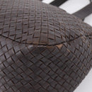 BOTTEGA VENETA INTRECCIATO Hand Bag Leather Dark Brown Silver Auth 204404-16