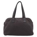 BOTTEGA VENETA INTRECCIATO Hand Bag Leather Dark Brown Silver Auth 204404-13