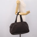 BOTTEGA VENETA INTRECCIATO Hand Bag Leather Dark Brown Silver Auth 204404-23