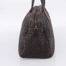 BOTTEGA VENETA INTRECCIATO Hand Bag Leather Dark Brown Silver Auth 204404-3