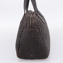 BOTTEGA VENETA INTRECCIATO Hand Bag Leather Dark Brown Silver Auth 204404-4